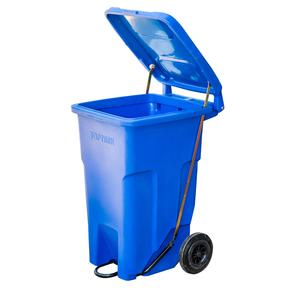 90litre Garbage Bin With Wheels, Handle & Foot Pedal TopTank
