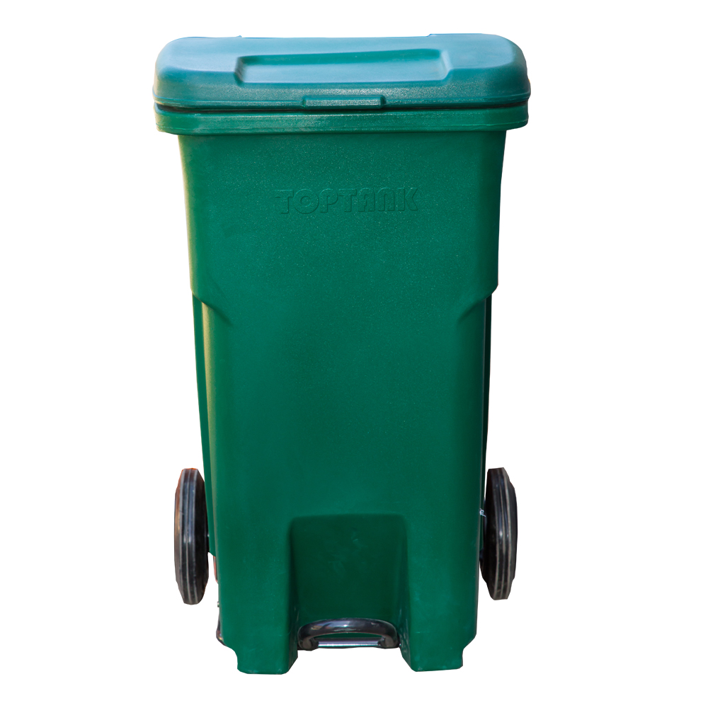 90litre Garbage Bin With Wheels, Handle & Foot Pedal TopTank