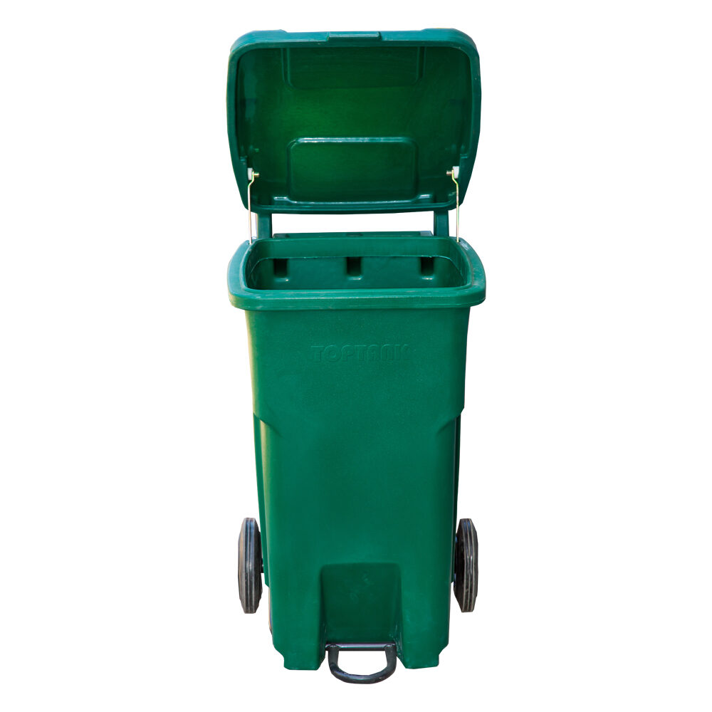 90litre Garbage Bin With Wheels, Handle & Foot Pedal TopTank